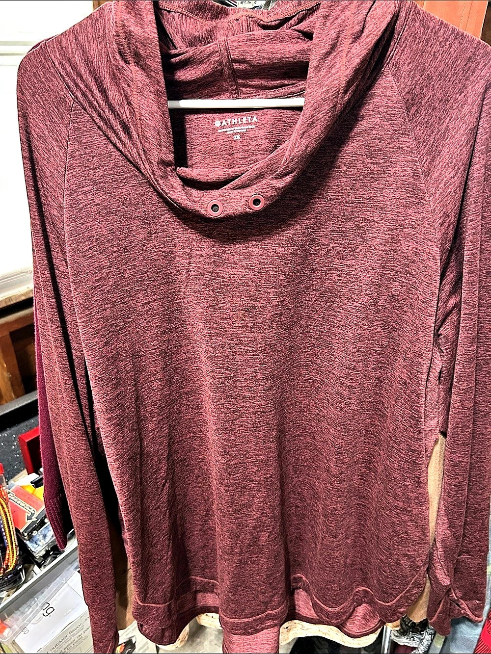 Athleta Cowl Neck Top in Burgundy Size 2X Like New